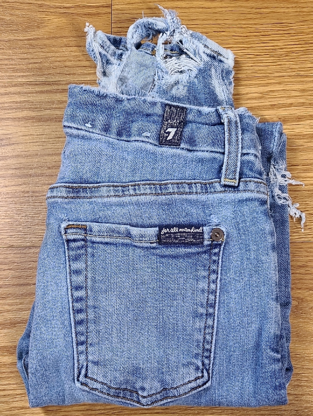7 For All Mankind VINTAGE ankle Skinny Women's Girls Distroyed High-Rise Jeans
